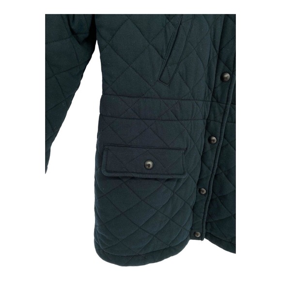 Ralph Lauren Womens Coat Large Black Quilted Pockets Zip Hoodie L - Picture 5 of 9